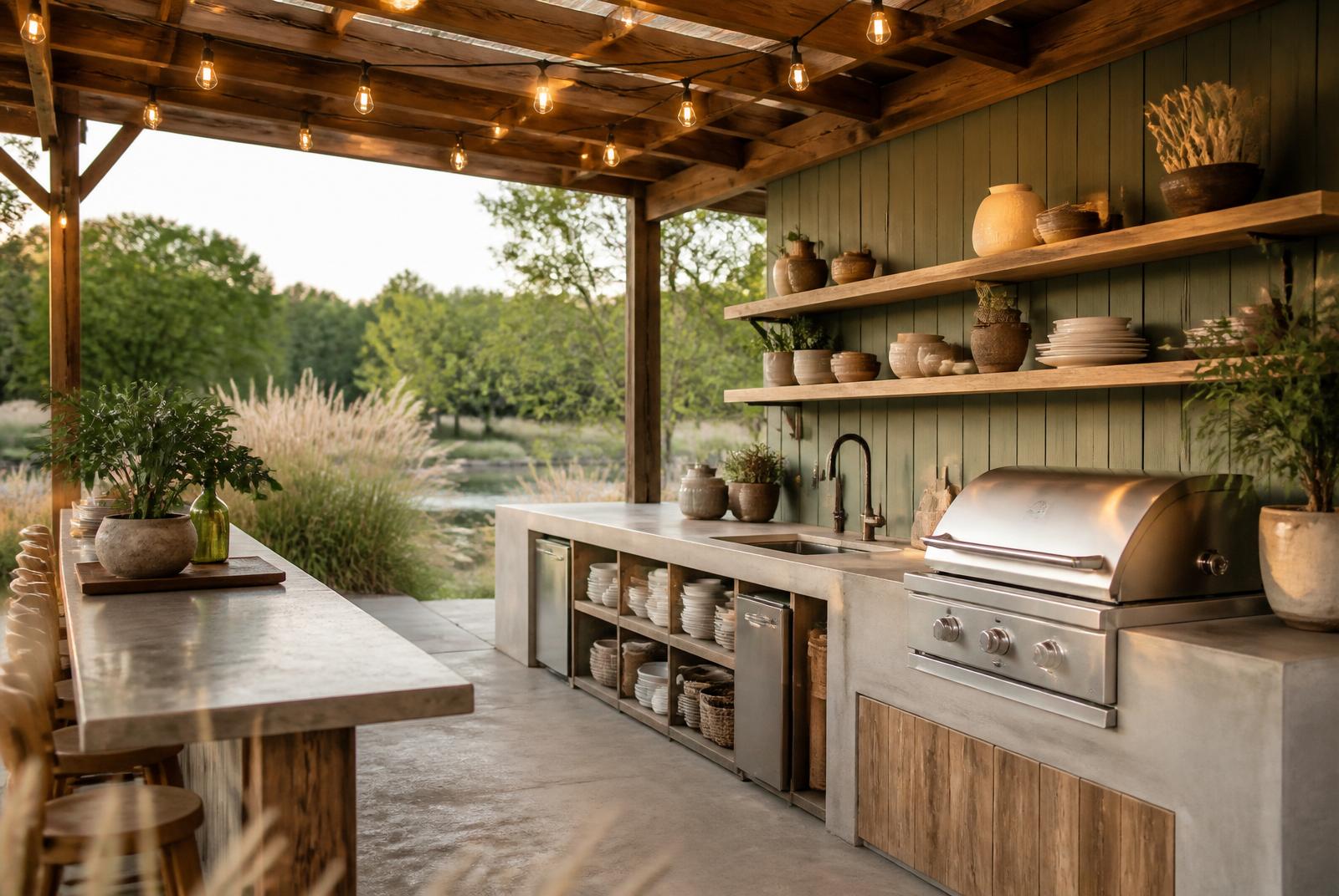 Two outdoor kitchens